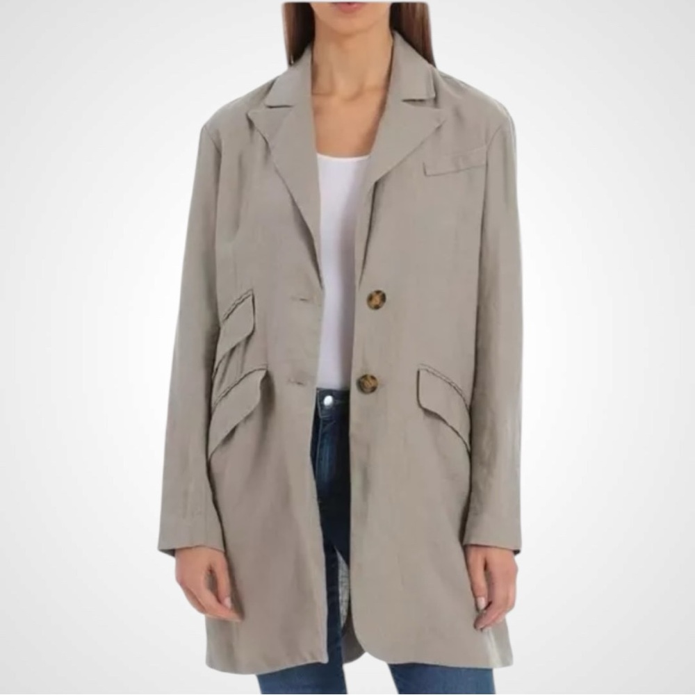 Avec Les Filles Linen Boyfriend Blazer Jacket